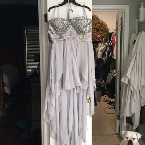 High-Low Silver Homecoming dress